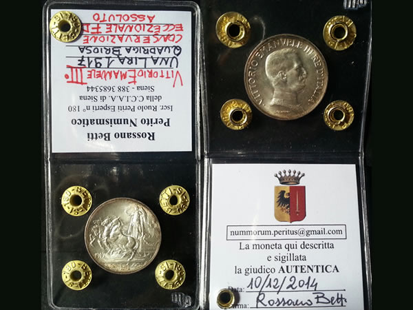 perizia numismatica con sigillo Siena Toscana